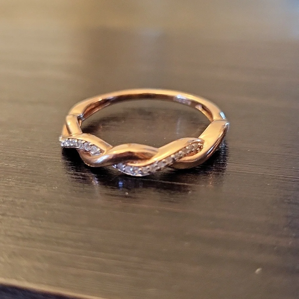 925 Rose Gold Diamond Infinity Ring